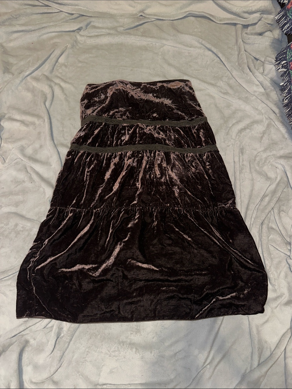 Y2K brown Velvet Tiered  Skirt
